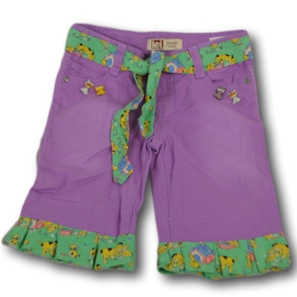 Girly Girls Purple Cut off Jeans + Doggie Accent 7 - Picture 1 of 2